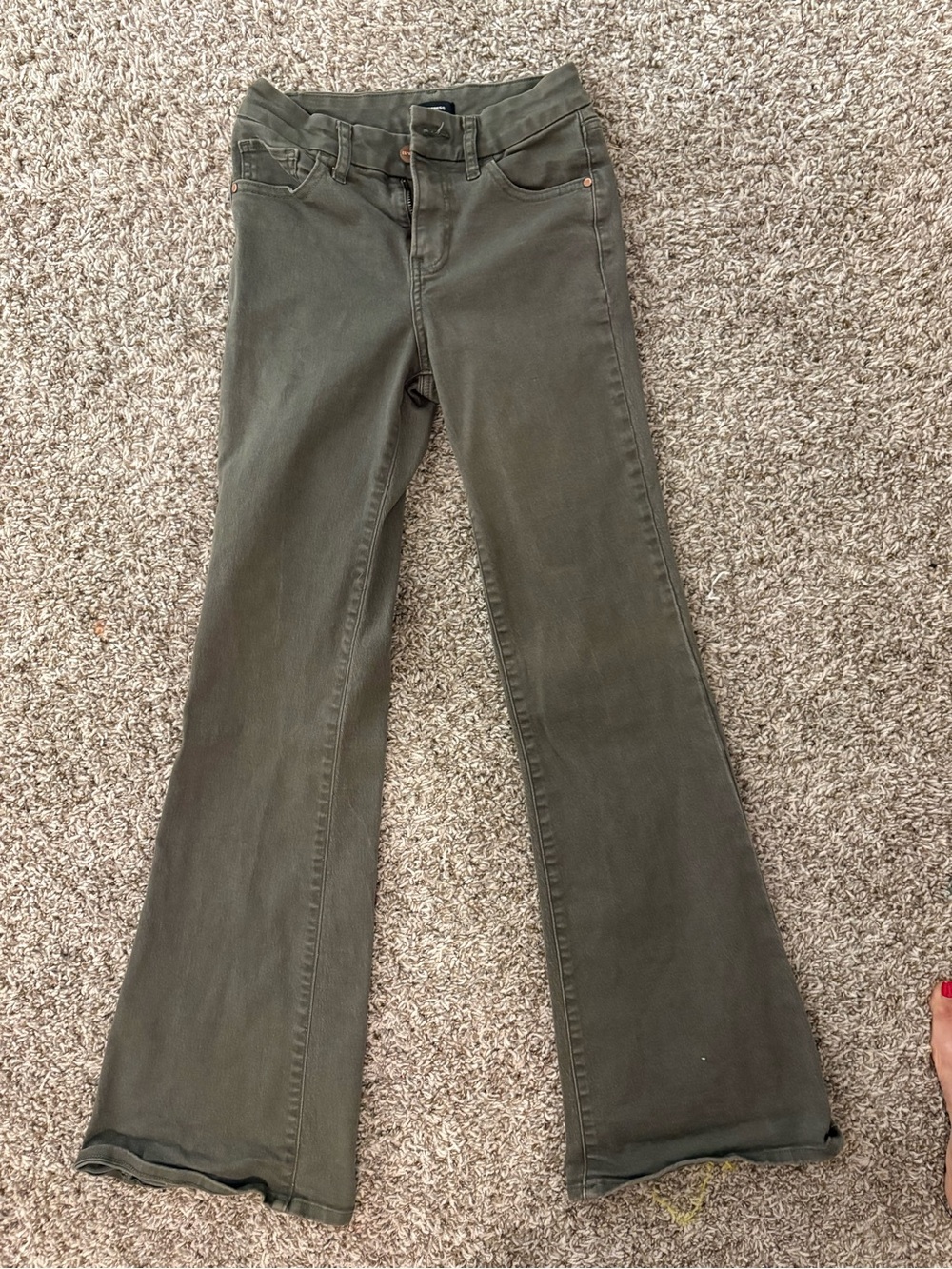 Express Olive Green Flare Jeans